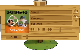 a skin themed like a cartoon signpost with warm brown colors. it has beveled inset elements.