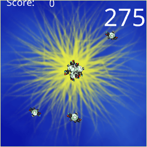 a playing field with two magnemite orbiting a magneton, and one which you must drag, on a blue and yellow background